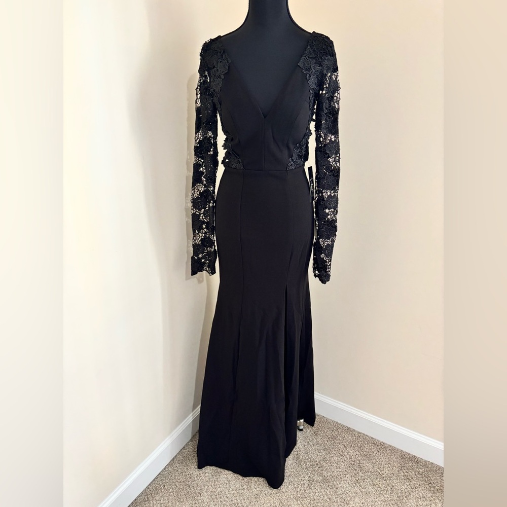Lulu's Black Long Sleeve Lace Dress